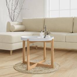 Coffee table white engineered wood, solid pine small durable
