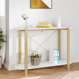Console table white engineered wood, solid pine wood