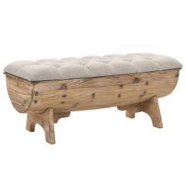 Storage bench natural wood and beige