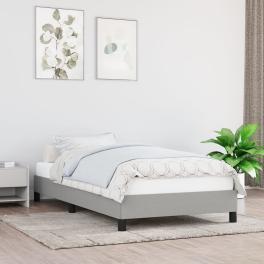 Bed frame light gray polyester twin bed frame rectangular
