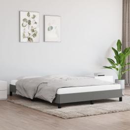 Bed frame dark grey polyester, plywood, engineered wood full size