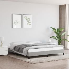 Bed frame light gray polyester fabric, plywood, engineered wood