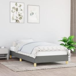 Bed frame dark grey polyester, plywood, engineered wood twin xl