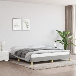 Bed frame light gray polyester, plywood, engineered wood