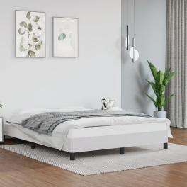 Bed frame white faux leather, plywood, engineered wood full