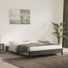 Bed frame dark grey velvet (100% polyester), plywood, engineered wood