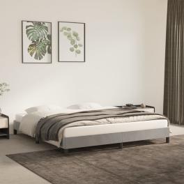 Bed frame light grey velvet, plywood, engineered wood king sturdy