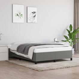 Bed frame dark grey 100% polyester fabric, plywood, engineered wood