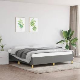 Bed frame dark gray polyester fabric, plywood, engineered wood king