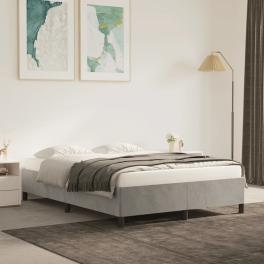 Bed frame light grey velvet (100% polyester), plywood full