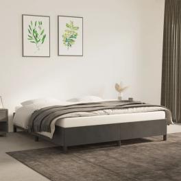 Bed frame dark gray velvet, plywood, engineered wood