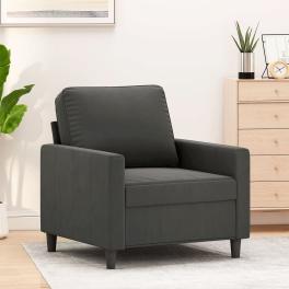 Sofa chair dark grey velvet (100% polyester), metal, plywood