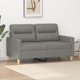 2-seater sofa dark grey fabric (100% polyester), metal, plywood