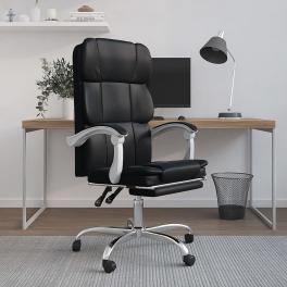 Reclining office chair black faux leather, metal, plywood, foam