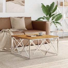 Coffee table silver, natural acacia