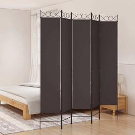 5-panel room divider brown 78.7"x86.6" fabric