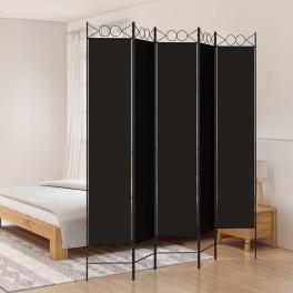 5-panel room divider black 78.7"x86.6" fabric