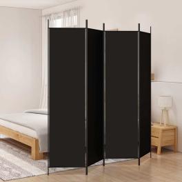 4-panel room divider black 78.7"x78.7" fabric