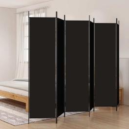 6-panel room divider black 118.1"x78.7" fabric