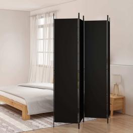 4-panel room divider black 78.7"x86.6" fabric