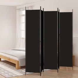 5-panel room divider black 98.4"x86.6" fabric