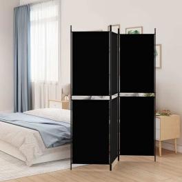 3-panel room divider black 59.1"x70.9" fabric