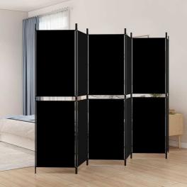 6-panel room divider black 118.1"x70.9" fabric
