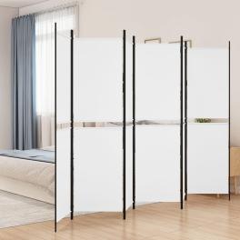 6-panel room divider white 118.1"x78.7" fabric