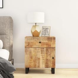 Bedside cabinet natural wood solid mango wood medium storage