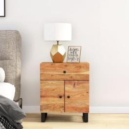 Bedside cabinet natural wood and black