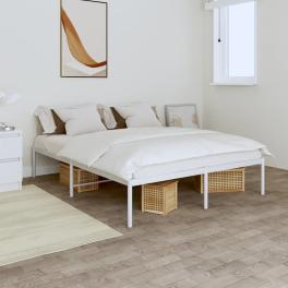 Bed frame white powder-coated steel king size bed frame