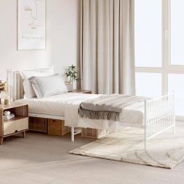 Bed frame white powder-coated steel twin bed frame rectangular