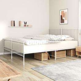 Bed frame white steel queen metal bed frame rectangular