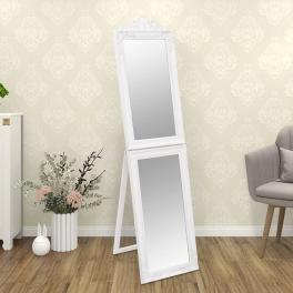 Free-standing mirror white glass full-length foldable