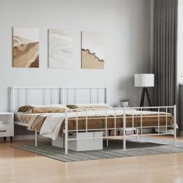 Bed frame white powder-coated steel full bed frame rectangular