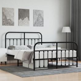 Bed frame black powder-coated steel double bed bed frame