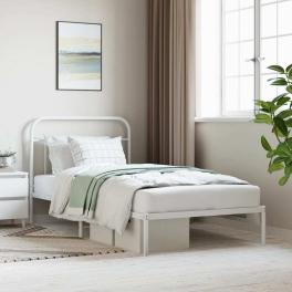 Bed frame white powder-coated steel twin bed frame rectangular