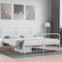 Bed frame white powder-coated steel full bed frame rectangular