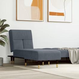 Chaise lounge dark grey velvet (100% polyester), plywood, metal