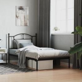 Bed frame black powder-coated steel single bed frame