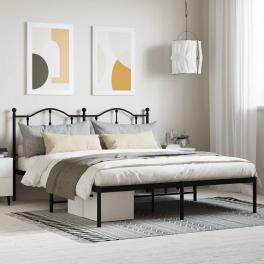 Bed frame black powder-coated steel full bed frame rectangular