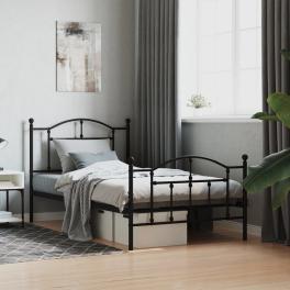 Bed frame black powder-coated steel twin bed frame rectangular