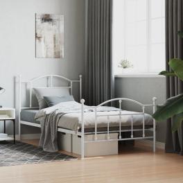 Bed frame white powder-coated steel twin bed frame rectangular