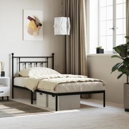 Bed frame black powder-coated steel twin bed frame rectangular