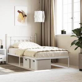 Bed frame white powder-coated steel single bed frame