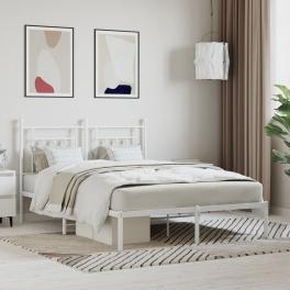Bed frame white powder-coated steel king size bed frame