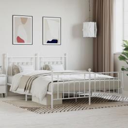 Bed frame white powder-coated steel full bed frame rectangular