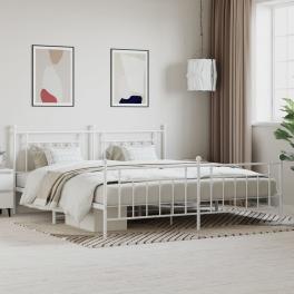 Bed frame white powder-coated steel 76.0 x 80.0 in industrial