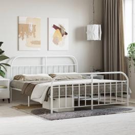 Bed frame white powder-coated steel full bed frame rectangular