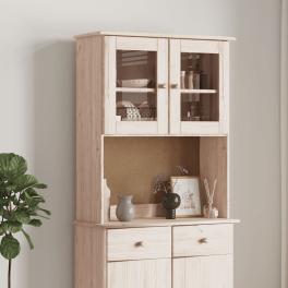 Dresser top natural wood solid pine wood, glass medium